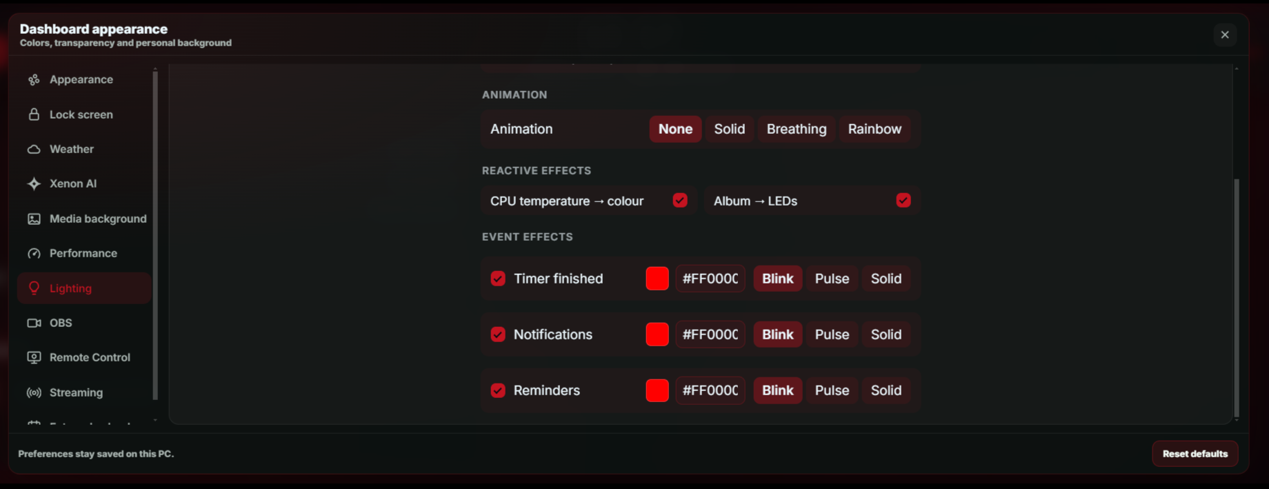 RGB lighting controls